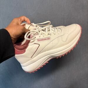 Reebok Women’s Classic Leather Ripple Shoes Cream Pink Size 9.5 Momcore Comfy